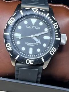 NAUTICA ダイバーズ WR100m クォーツ ブラック 新品未使用 稼働品 