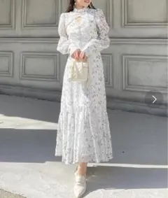 rienda ハイウエストレイヤードカットマーメイドワンピース