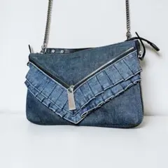 ディーゼル　ショルダーバッグ　デニム　チェーンストラップ　フリル　斜め掛け