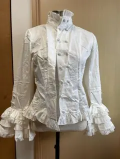 ホワイトフリルシャツ 長袖　姫袖　ジャボタイセットのサムネイル