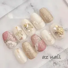 現品 ネイルチップ 和柄振袖 成人式 卒業式 袴 和装 ホワイト クリーム