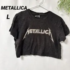 美品METALLICA 【L】バンドTシャツクロップド丈 ロックT 黒1点もの