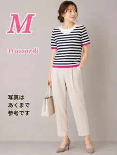 Trussardi ボーダー 半袖ニット ネイビー×ホワイト 大人かわいいのサムネイル
