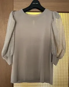 【美品】ロペピクニック ラメシアースリーブニット 38 グレージュ 春物