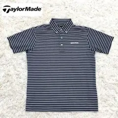 【美品】テーラーメイド ポロシャツ 半袖 ボーダー ネイビー メンズ M