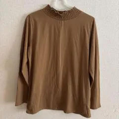 ［専用］ブラウン フリルネック 長袖Tシャツ Lサイズ
