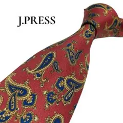 極美品　ジェイプレス　ネクタイ　レッド　ペイズリー　ネイビー　紺のサムネイル