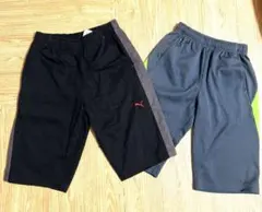 プーマサッカーコットンパンツ おまけもう1点 ポリエステル 黒グレー160