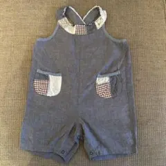 Biquette⭐︎デニム風×パッチワーク柄コットンロンパース 80cm