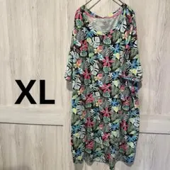 Super Fashion 花柄 半袖 ワンピース 【XL】 ワンピース