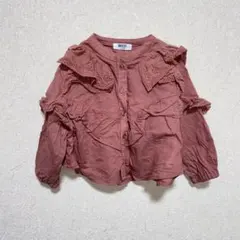 【ブリーズ/BREEZE】フリル付きシャツJ208031 子供用90 ピンク　綿