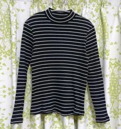 リブハイネックT　ボーダー