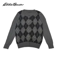 EddieBauer アーガイル柄 カーディガン グレー 長袖 エディーバウアーのサムネイル