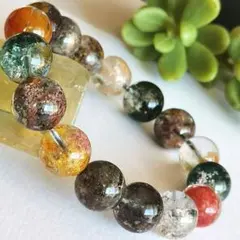 高品質■美品■大玉■天然石ミックスガーデンクォーツ約13.9mmブレスレット