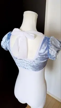 アスパラガス様専用。水色クラッシュベロアリボンで不思議の国のアリス娘役レオタード