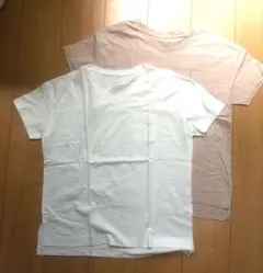 無印良品 ムラ糸 Vネック Tシャツ XLサイズ 白・ライトピンク ２枚セット