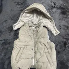 petit main フード付きダウンベスト S カーキ