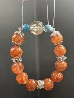 【パンダの工房】天然石パワーストーンライモナイト＋ルチルデザインブレスレット