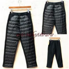 2025新作☆中綿ボーダーキルティング×暖か裏起毛前後切り替えパンツ☆LL/黒