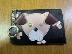 ケイトスペード 花柄 犬 コインケース キーリング付き　フラグメントケース