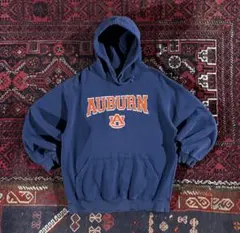 わ*お様 USA古着 カレッジロゴ プルオーバー パーカー ネイビー L