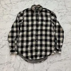 【美品】ポロ ラルフローレン 長袖シャツ チェック柄 ベージュ×黒 刺繍ロゴ Ｍ
