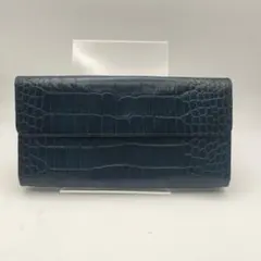 フルラ　長財布　財布　クロコダイル型押し　ネイビー