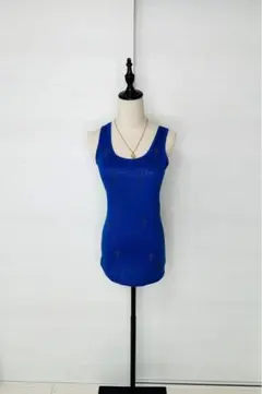 青いタンクトップ スリムフィット / Blue top