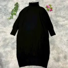 【INÉD】ニットワンピース (9) タートルネック 黒 タイト ひざ丈 M