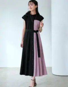 RUIRUE BOUTIQUE プリーツパネル ロングワンピース L