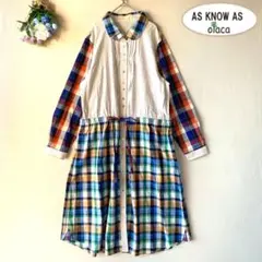 アズノゥアズオオラカAS KNOW AS olaca チェック柄ロングワンピース