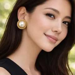 CHANEL ❤️ イヤリング パール ゴールド 2.6cm