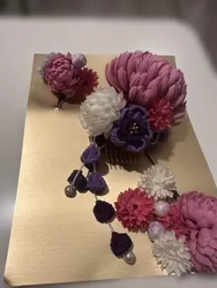 和装　髪飾り　卒業式　袴　かんざし　成人式　浴衣　着物　　小物　紫　ピンク　花