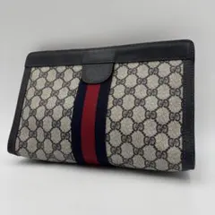 GUCCI オールドグッチ　クラッチバッグ　シェリーライン　GG柄　ネイビー