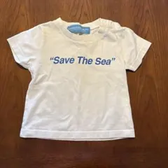 ロゴTシャツ　ブルー　白　90cm