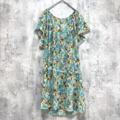 【オリーブデオリーブ】シアー 透け感 花柄半袖ワンピース チュニック 総柄