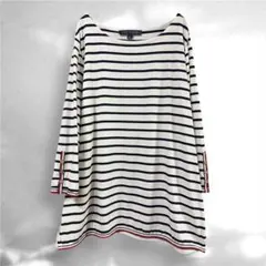 【美品/M】トミーヒルフィガー マリンボーダー チュニック丈カットソー ボタン有
