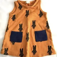 HuShuShu ウサギ柄 ノースリーブワンピース 100cm オレンジ　女の子