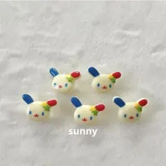 ウサハナボタン 5個セット ヘアゴム ハンドメイド