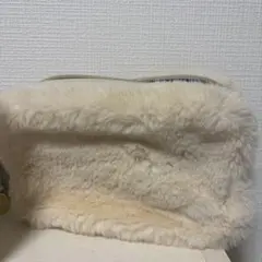 クリーム色 フェイクファー ショルダーバッグ