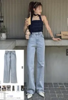 フリンジヘムセミフレアデニムパンツ[cu166]