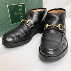 グッチ ホースビットチャッカブーツ レザー 黒 41 2/1E - メルカリ