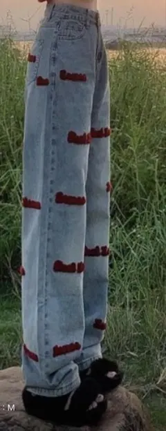 ヴィンテージ ハイウエストストレートデニムパンツ