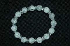 【天然石】クラック水晶ブレスレット 約8mm玉 内周16cm パワーストーン