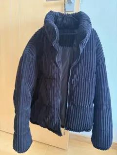 コーデュロイ ダウンジャケット ブラック ショート丈