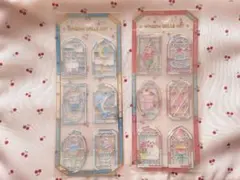 ステンドグラス風シール　ガラスシール　ピンク　水色