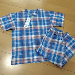 新品　タグ付き　チェック柄ボタン付きパジャマセット 120