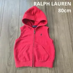 【RALPH LAUREN】フード付き ベスト フルジップ 赤色