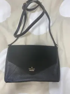 kate spade ブラックレザーショルダーバッグ