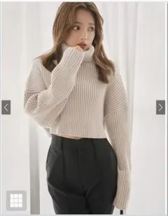 タートルネッククロップド丈ニットトップス グレイル GRL